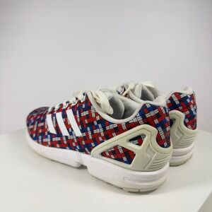 Adidas ZX Flux Sneakers Mens Size 6.5 Red White Blue Woven Checkered S77906